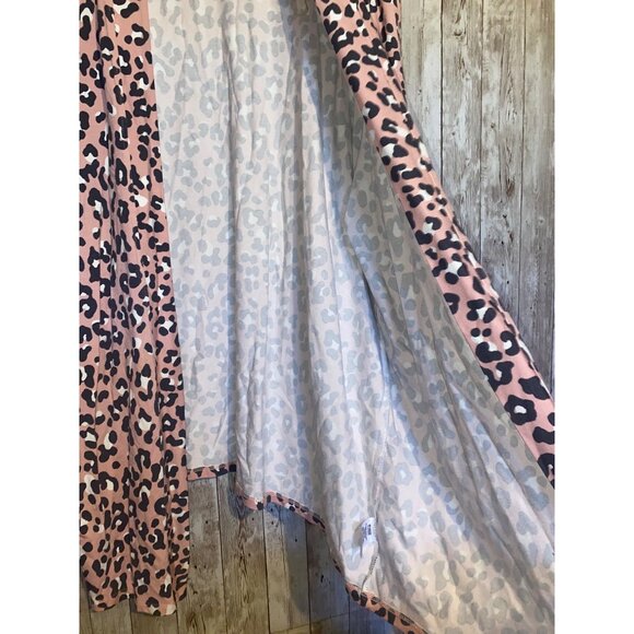Kim Rogers Women's Pink Leopard Open Front Cardigan Size 2X Animal Print - Picture 5 of 9
